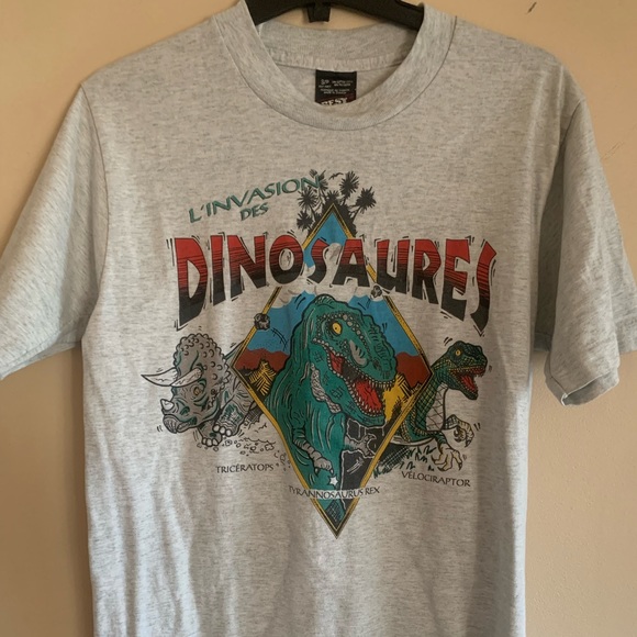 Fruit of the Loom Tops - Vintage dinosaurs t shirt single stitch invasion of the dinosaurs